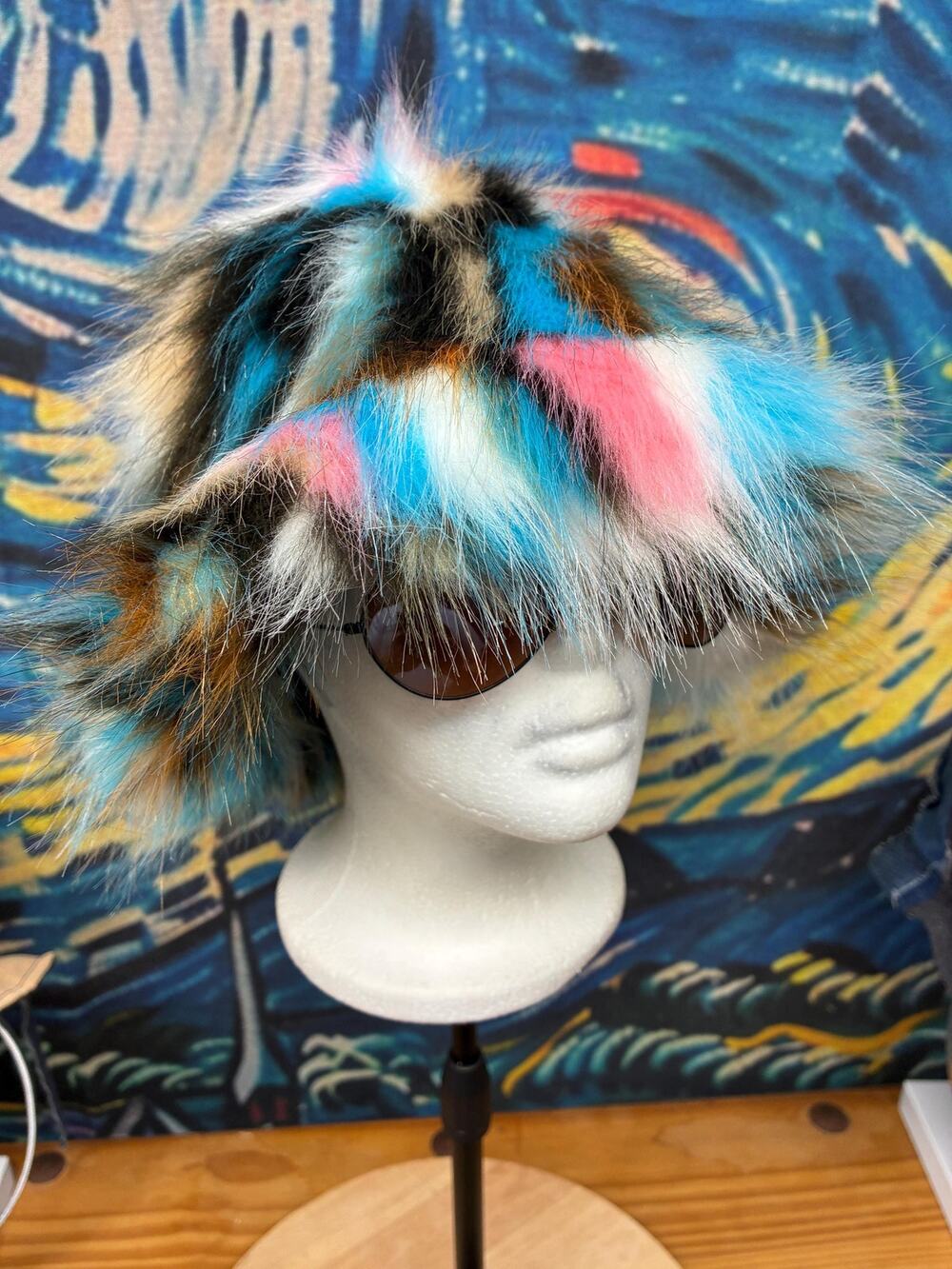 Colorful Faux Fur Bucket Hat | Festival Hat | Rave Hat | Burning Man Hat | Large